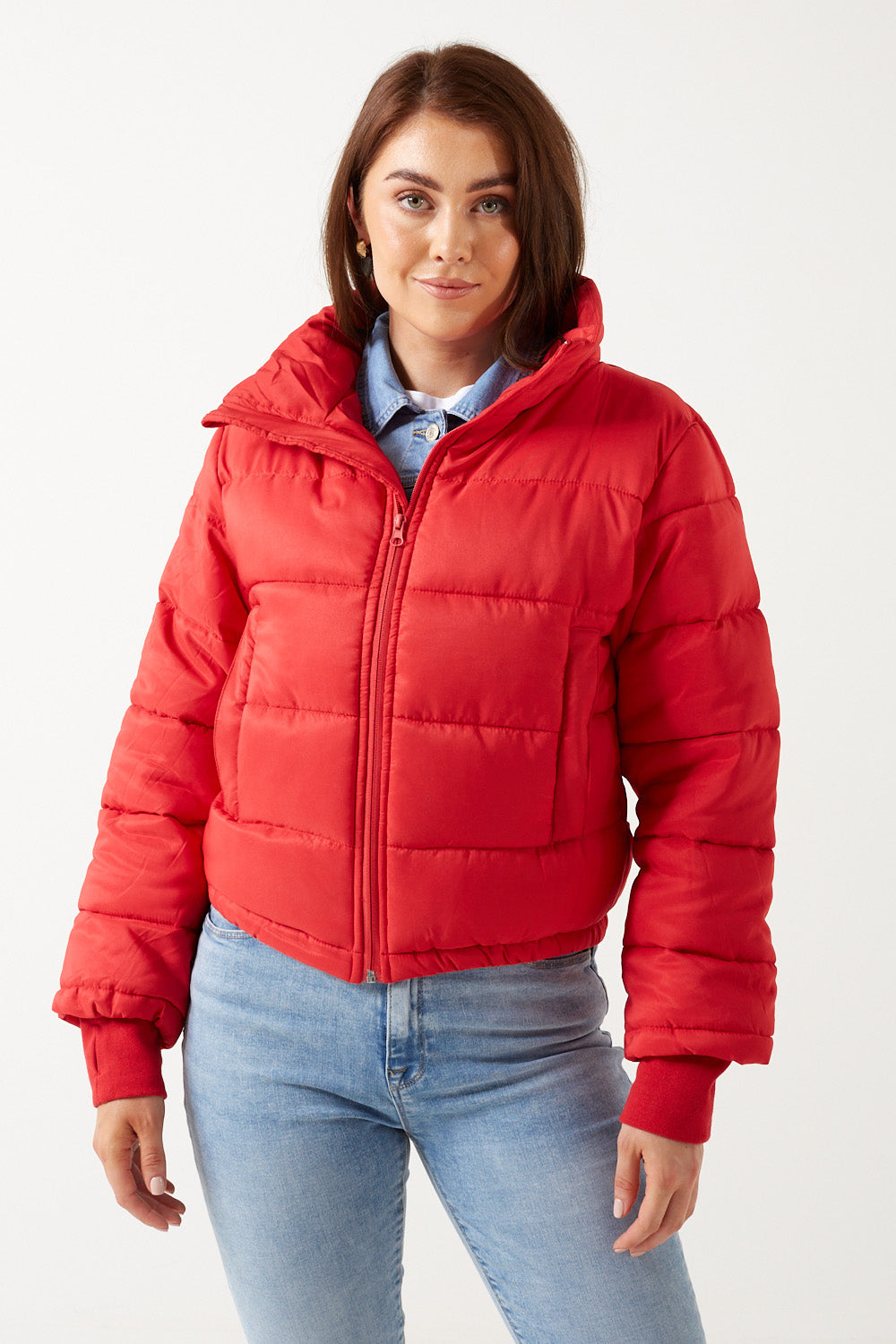 Red short sale puffer jacket