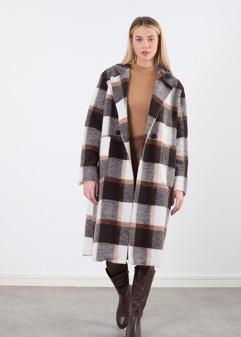 Check Coat In Brown PD6547