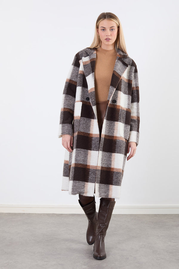 Check Coat In Brown PD6547