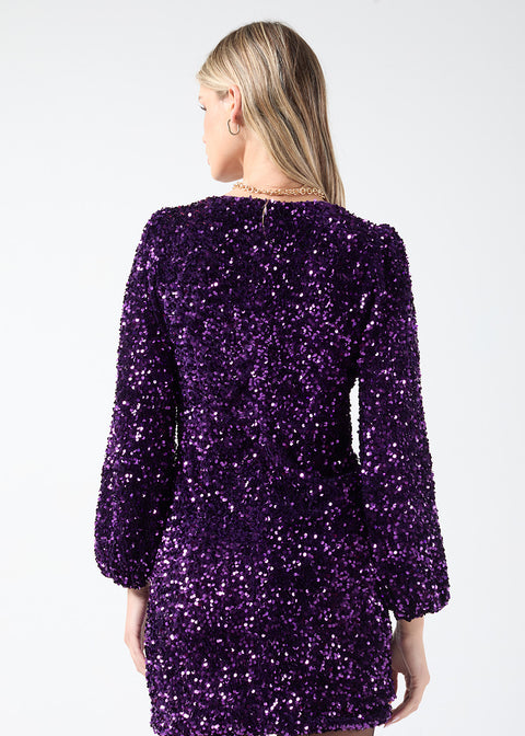 Marc Angelo Sequin Wrap Dress MA41102 D118 PUR