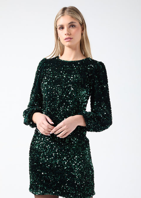 Marc Angelo Sequin Wrap Dress MA41103 GRN