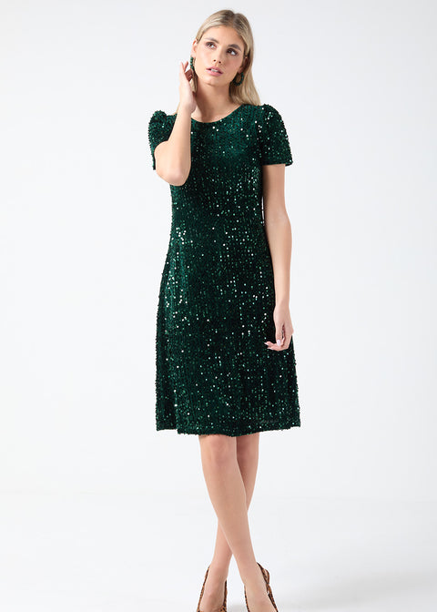 Marc Angelo Sequin Short Dress MA51195 Grn