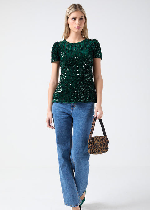 Marc Angelo Sequin Top MA52055 Green