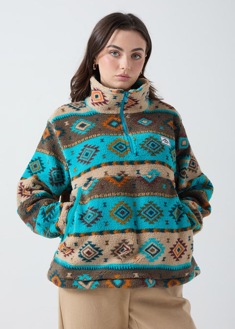 Molly Fleece In Aqua Aztec USCO45508