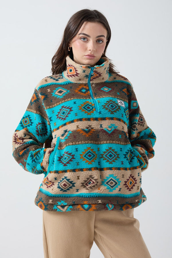 Molly Fleece In Aqua Aztec USCO45508